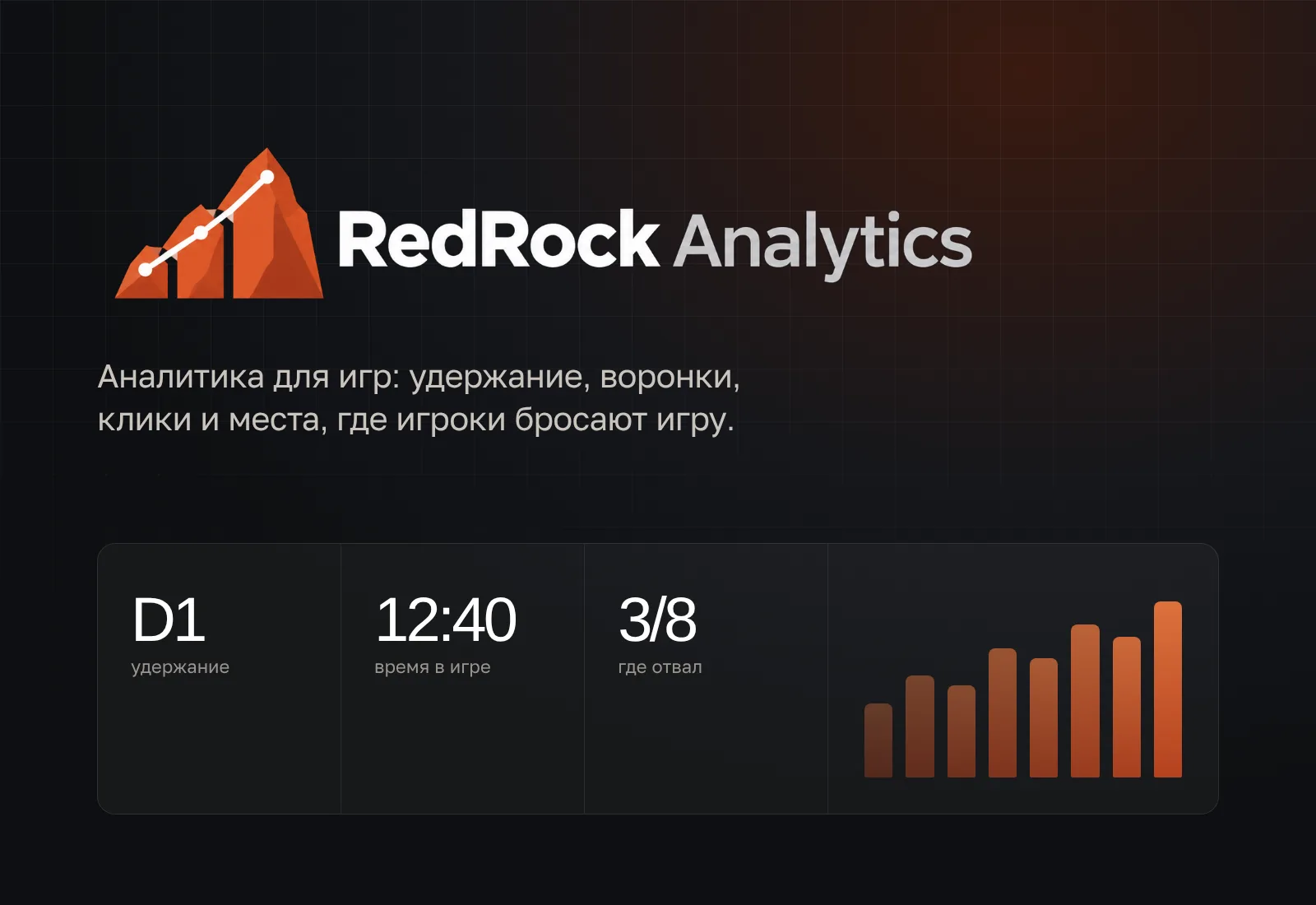 RedRock Analytics — логотип и панель метрик